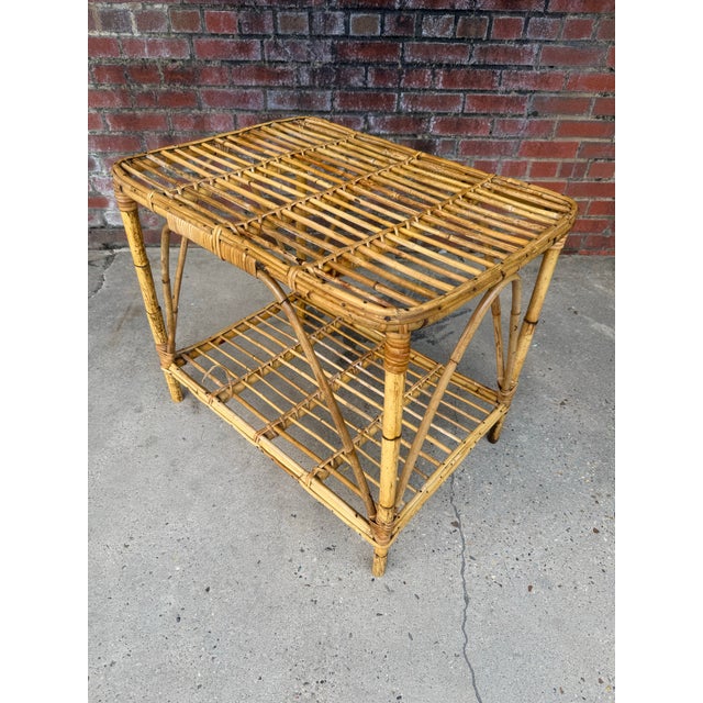 Vintage Italian Riviera Tito Angoli Style Bamboo and Rattan Coffee / Side Table For Sale - Image 11 of 11