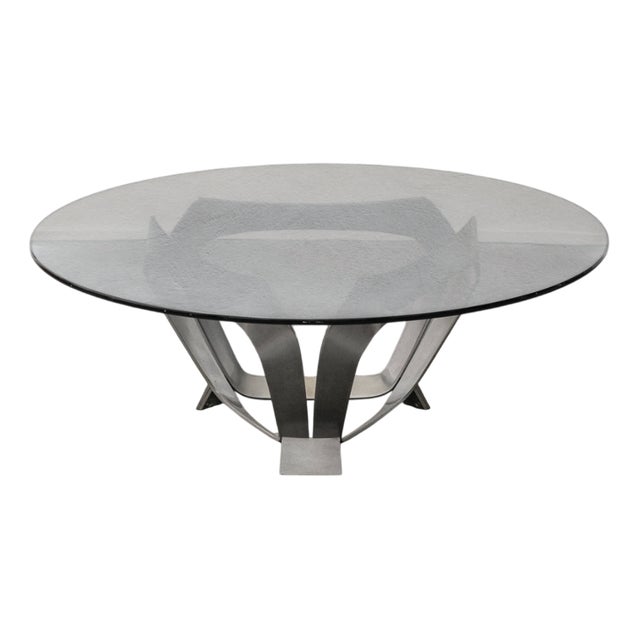 Vintage Coffee Table in Aluminum and Smoked Glass by Knut Hesterberg for Ronald Schmitt, 1970s For Sale