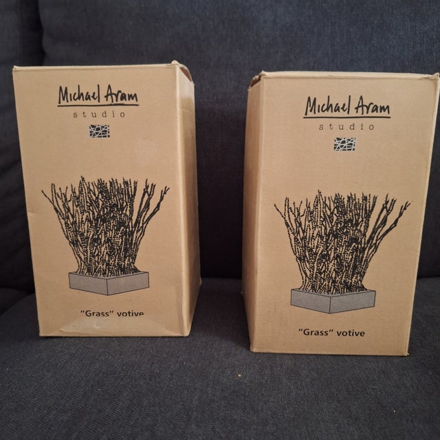 Michael Arams Beaded Grass Votives - Set of 2 with boxes For Sale - Image 9 of 9