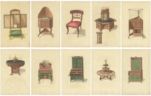 Sheraton, Cabinets and Other Furniture, 1805, Paper, Set of 10