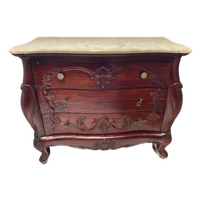 Nice Ornate Country French Design Chest or Drawers or Dry Sink With Marble Top For Sale