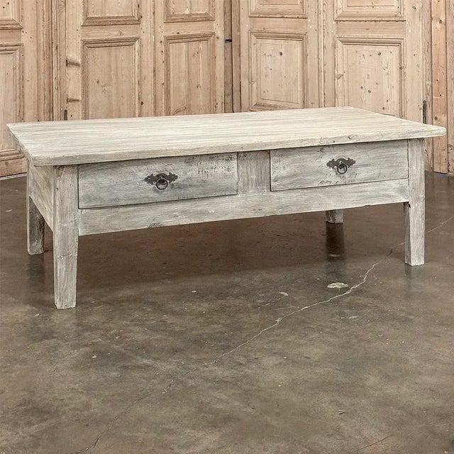 Antique Rustic Whitewashed Sycamore Coffee Table combines a straightforward design with wonderful hand-selected wood to...