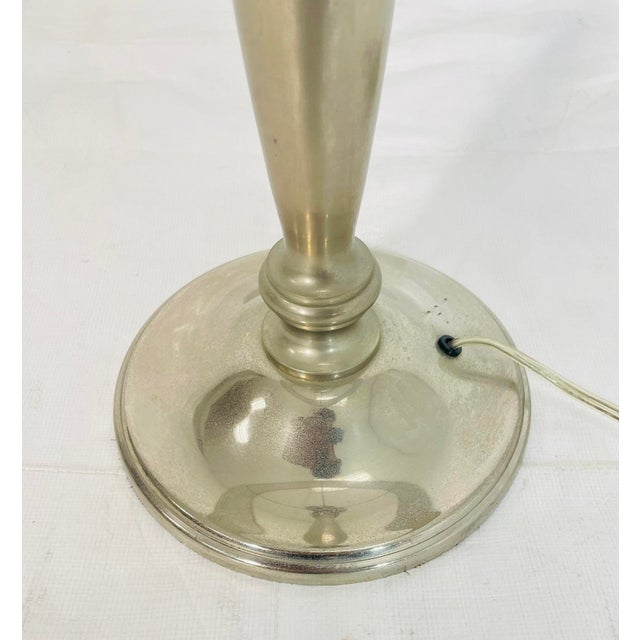Pair of Nickel-Plated Modern Table Lamps With Matching Metal Shades For Sale - Image 10 of 14