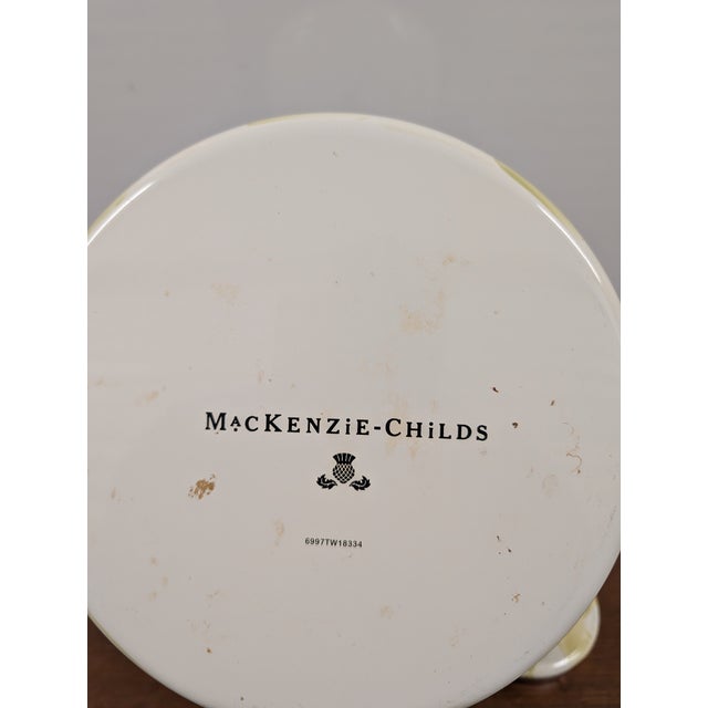 Cream Mid 20th Century MacKenzie Childs Yellow and Cream Parchment Checkered Tea Kettle For Sale - Image 8 of 9