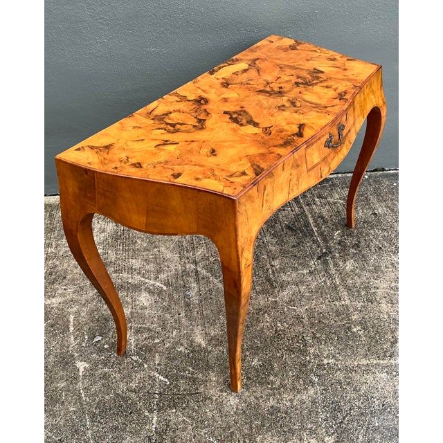 Vintage Italian Olive Burl Wood Writing Desk For Sale - Image 11 of 12