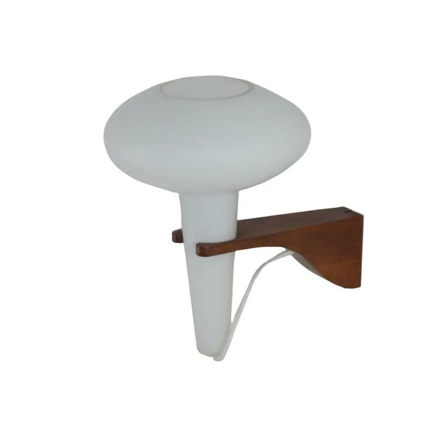 Mushroom Wall Lamp in Teak and White Glass from Artimeta, 1960s For Sale - Image 12 of 12