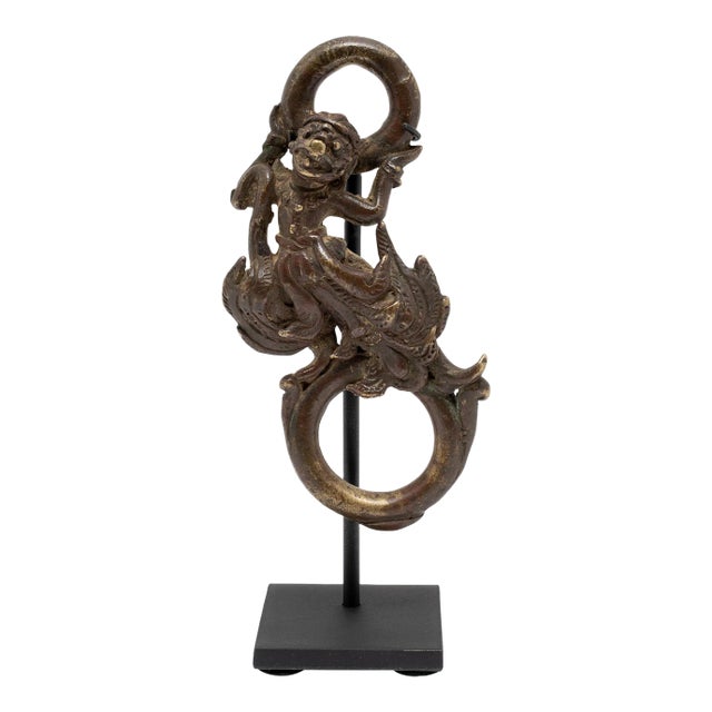 Early 19th Century Bronze Wrathful Deity Ring on Stand For Sale
