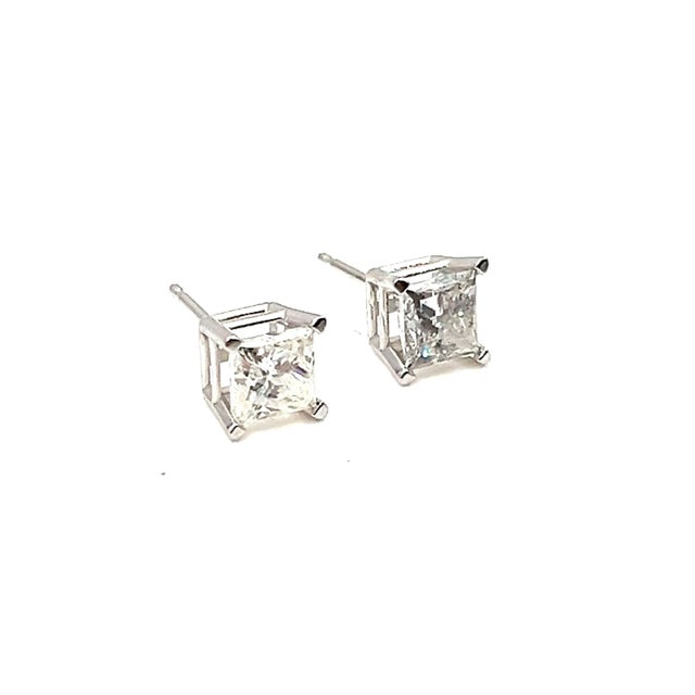 1.50 Ct Princess Cut Diamond Stud Earrings - 2 Pieces For Sale - Image 4 of 4