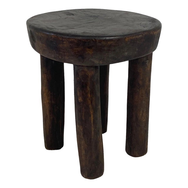 African Carved Wood Milk Stool Hehe Gogo People Tanzania 10" H For Sale