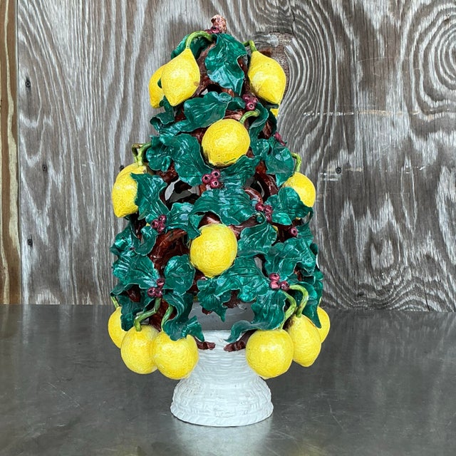 Ceramic Vintage Italian Glazed Ceramic Lemon Topiary For Sale - Image 7 of 10
