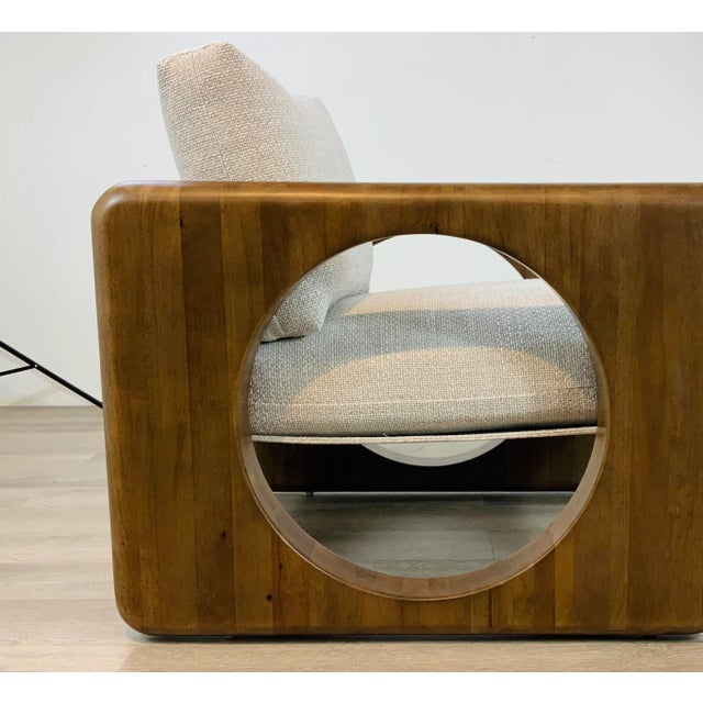 Wood Mid-Century Modern Style Walnut Finished Club Chairs Pair For Sale - Image 7 of 9