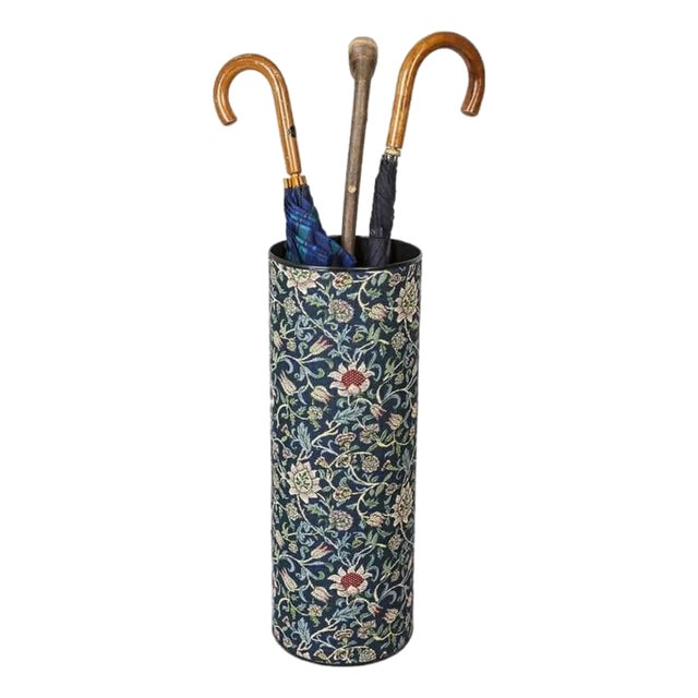 Evenlode Blue Flowers Tapestry Umbrella Stand For Sale