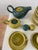 1950s 26-Piece Original Russel Wright by Steubenville Dinnerware Set in Ochre and Green For Sale In Miami - Image 6 of 12