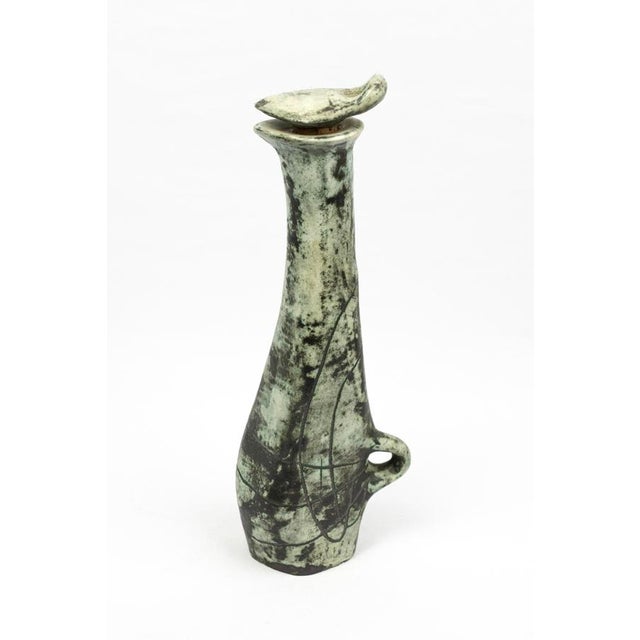 Jacques Blin Liqueur Decanter and Celadon in Grey Ceramic and Glasses by Jacques Blin, 1950s, Set of 4 For Sale - Image 4 of 13