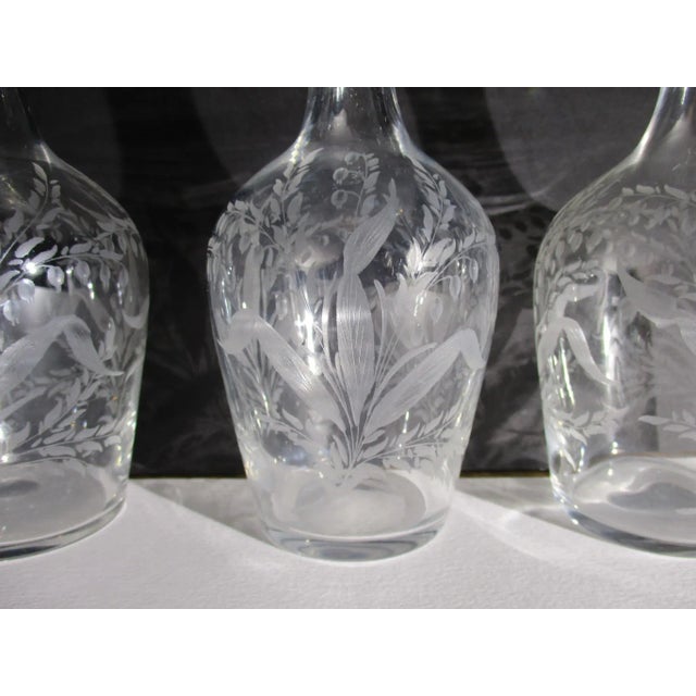 1910s Antique Cut Glass Liqueur Decanters - Set of 3 For Sale - Image 5 of 8