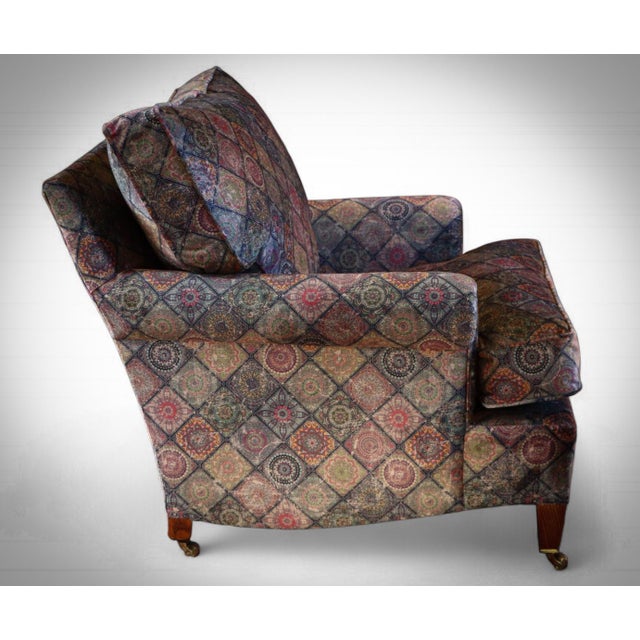 Hi, up for grabs here is a stunning george smith short scroll arm signature chair with cushion back in absolutely...