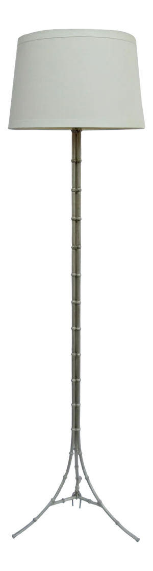 C.1970's Hollywood Regency Manner & Style of Maison Bagues - Gilt Silver Faux Bamboo-Style Floor Lamp