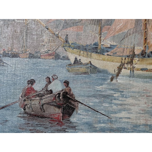 Raphaël Luc Ponson, Santa Salute Basilica, Grand Canal, Venice, Oil Painting, in Worn conditions. Designed 1920 to 1949 I...