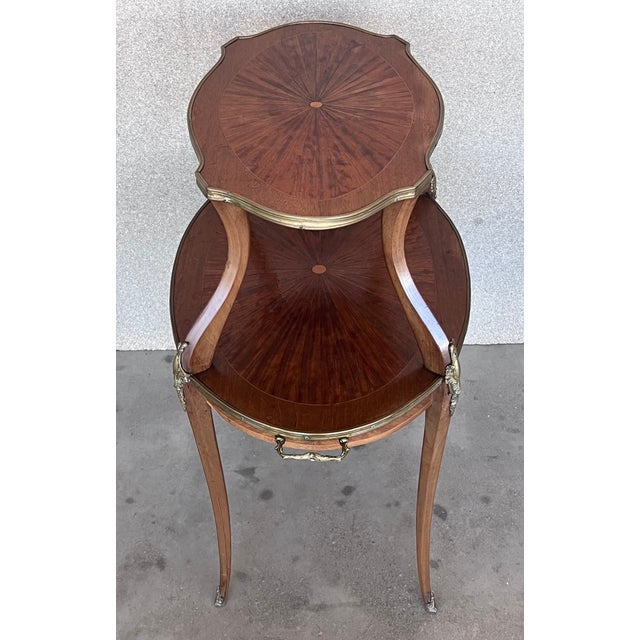 Wood French Mahogany Brass Two-Tier Side or Coffee Table For Sale - Image 7 of 13