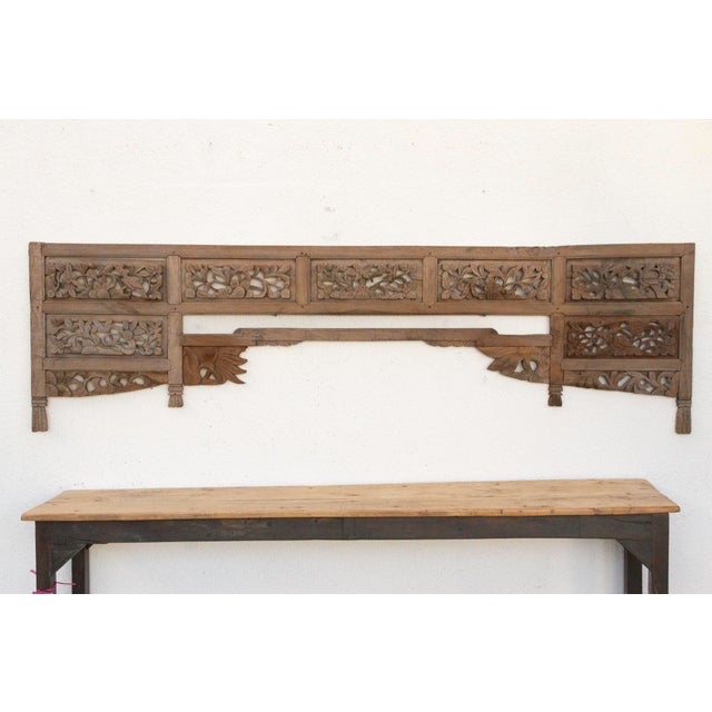 Asian Complete Antique Oxidized Teak Architectural Lintel For Sale - Image 3 of 7