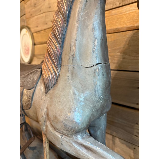 Wood 19th Century Painted, Carved Rocking & Pull Horse, Circa 1870-1880 For Sale - Image 7 of 9