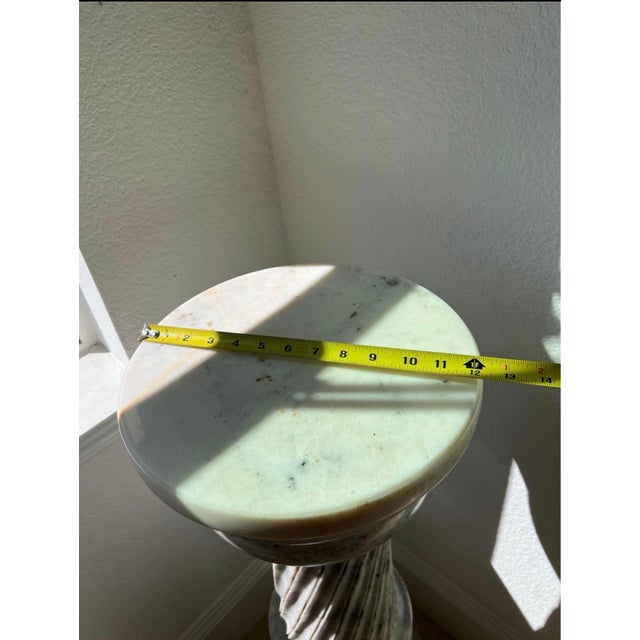 Pair of Vintage Neoclassical Carved Marble Pedestals With Spiral Columns For Sale - Image 11 of 12