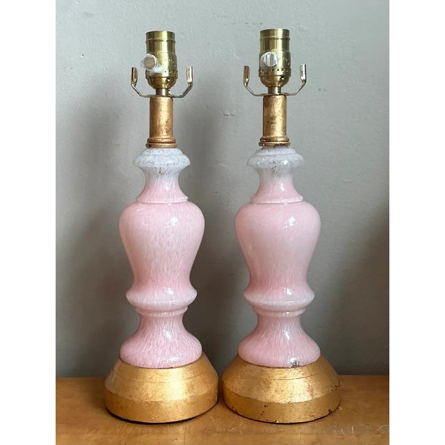 Pink Vintage Pink Murano Blown Glass Table Lamps - Pair For Sale - Image 8 of 12