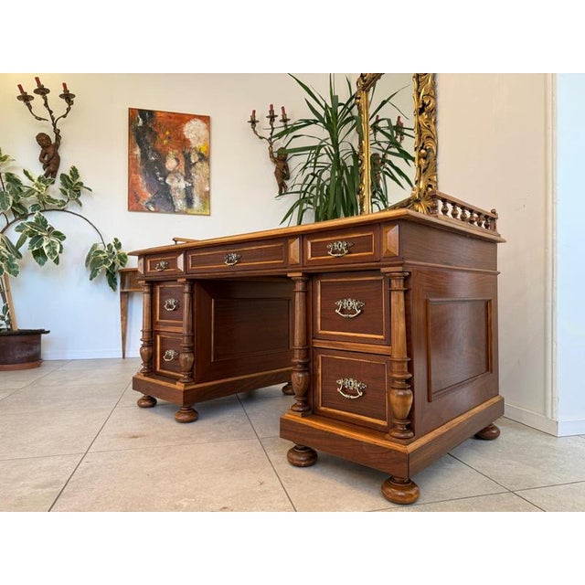 Gründerzeit Column Desk in Oak and Walnut For Sale - Image 14 of 14
