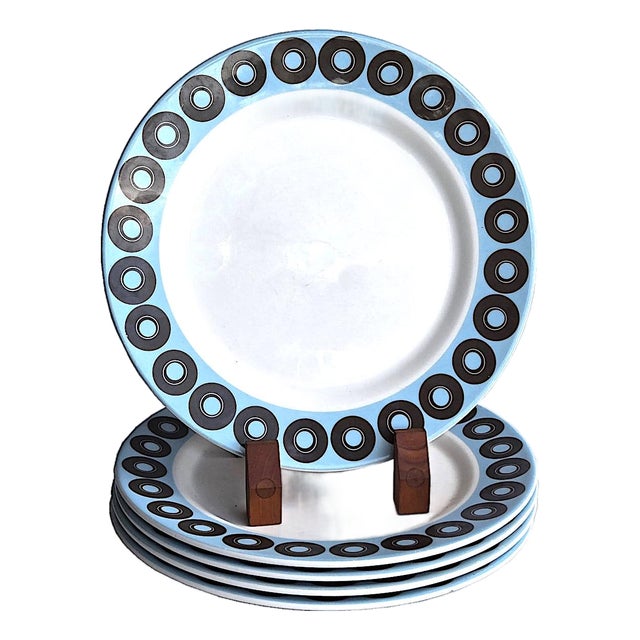 Vintage Jonathan Adler Happy Home Circles & Stripes Dinner Plates, Set of 5 For Sale