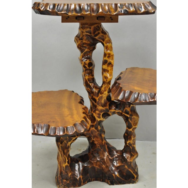 Mid 20th Century Vintage Mid Century Modern Live Edge 3 Tier Walnut Plant Stand Side Table For Sale - Image 5 of 15
