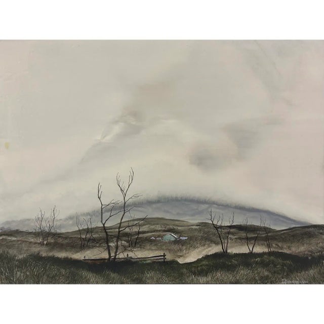 Wood Vintage Realist Winter Landscape, Signed (Drybrush Oil on Mylar)/Andrew Wyeth For Sale - Image 7 of 7