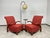 Red art deco lounge chairs. Professionally stained and repolished.