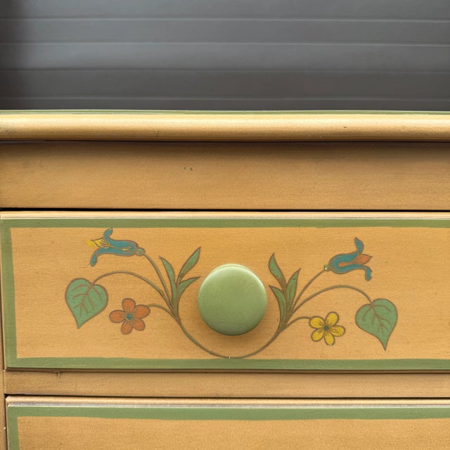 Farmhouse Mid 20th Century Drexel Country Farmhouse Paint Decorated Highboy Dresser For Sale - Image 3 of 18