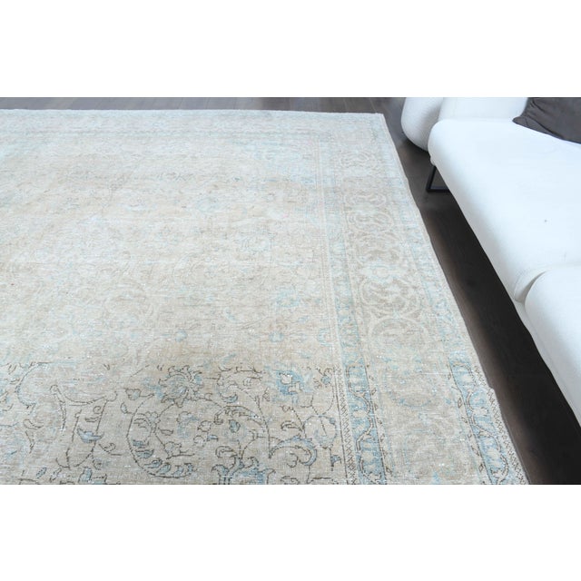 1970s Vintage Persian Handmade Wool Cotton Light Tan Area Rug For Sale - Image 9 of 10