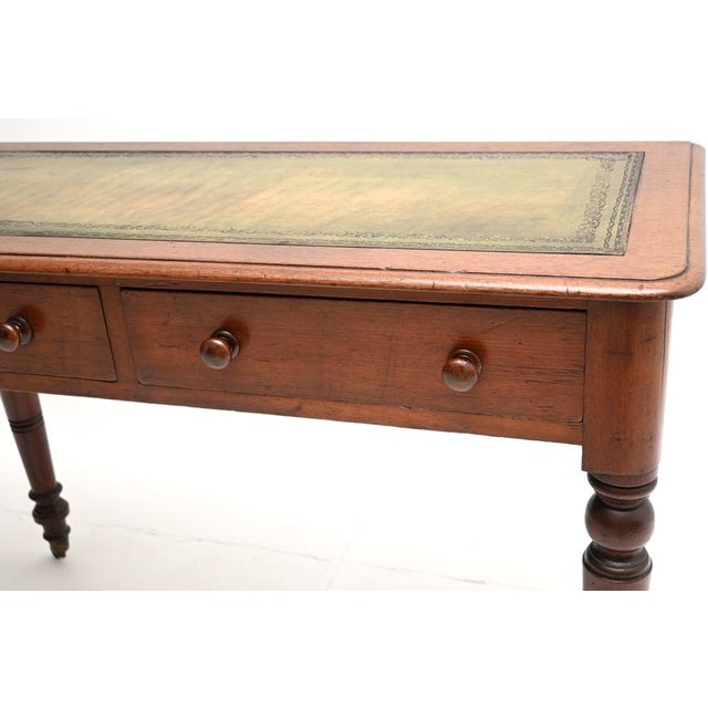 Antique Victorian Leather Top Writing Table, 1860s For Sale - Image 9 of 11