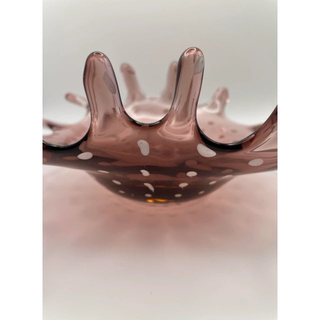 Pop Art Murano Style Purple Glass Bowl With White Dots Pop Art Splash, 1960s For Sale - Image 3 of 6