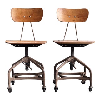 Vintage Adjustable Mid Century Modern Bentwood and Metal Chairs, 1960's - A Pair For Sale