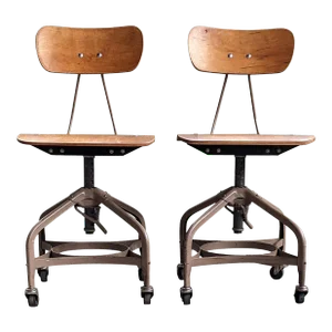 Vintage Adjustable Mid Century Modern Bentwood and Metal Chairs, 1960's - A Pair