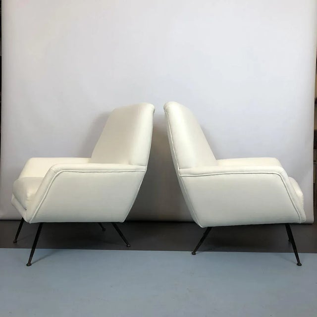 Set of Italian White Velvet Armchairs, 1950s For Sale - Image 15 of 18