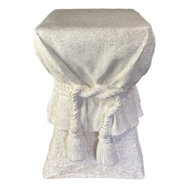 Late 20th Century John Dickinson Style Plaster Faux Bois Draped Rope and Tassel Side Table For Sale
