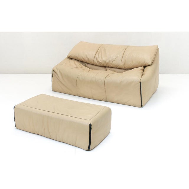 Leather Plumy Sofa & Ottoman by Annie Hieronimus for Cinna, 1980s, Set of 2 For Sale - Image 10 of 14