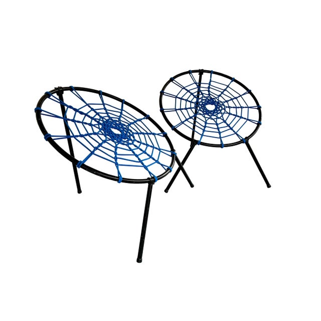 Peter Hoffer 1950s French Folding Patio 'Spider Chairs' by Hoffer - Set of 2 For Sale - Image 4 of 12