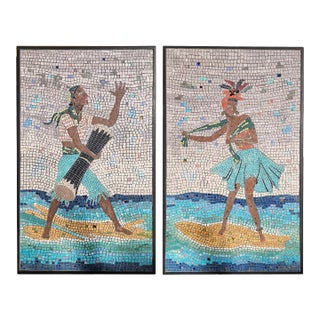 1960s Modernist Caribbean Mosaic Wall Art - Set of 2 For Sale
