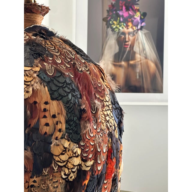 1970s Vintage Feathered Table Lamp For Sale - Image 5 of 10