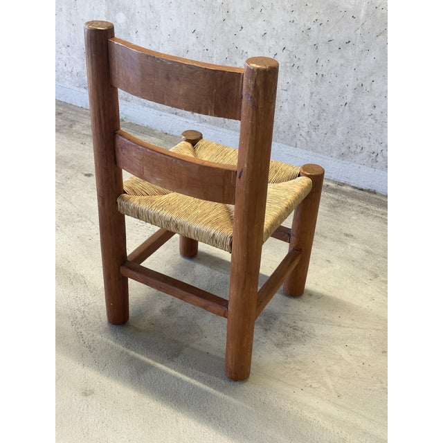 Mid-Century Modernist Wood and Rush Dining Chairs in the style of Charles Dudouyt, 1960s, Set of 2 For Sale - Image 14 of 16