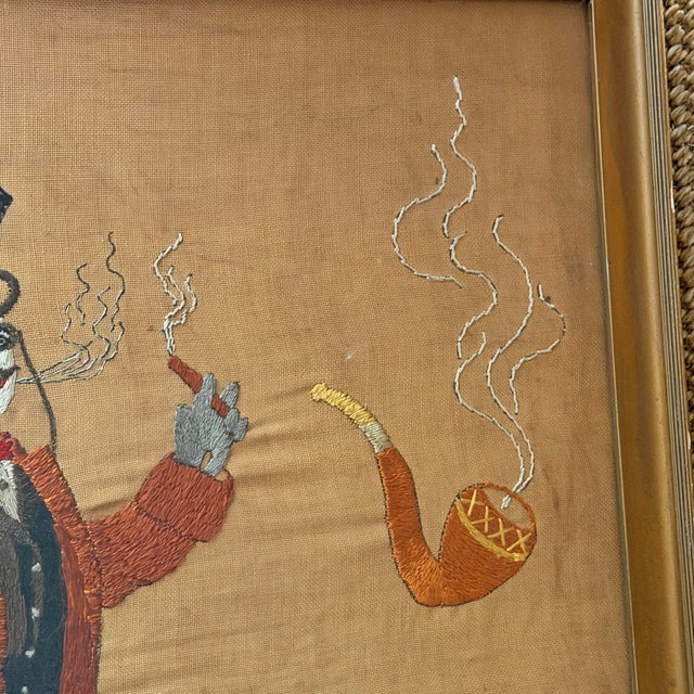 'Smoke Here, Not Hereafter, ' a 19th Century English Embroidered Textile For Sale - Image 10 of 11