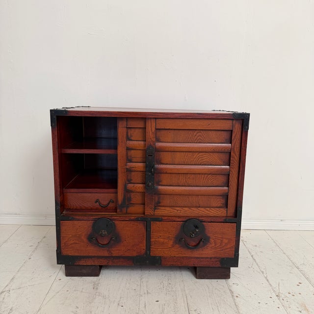 Vintage Japanese Choba Tansu Chest with Original Iron Hardware, 1920 For Sale - Image 6 of 15