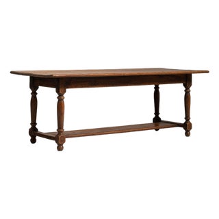 1970-1979 France Weathered Honey Oak Oak Trestle Bench Table For Sale
