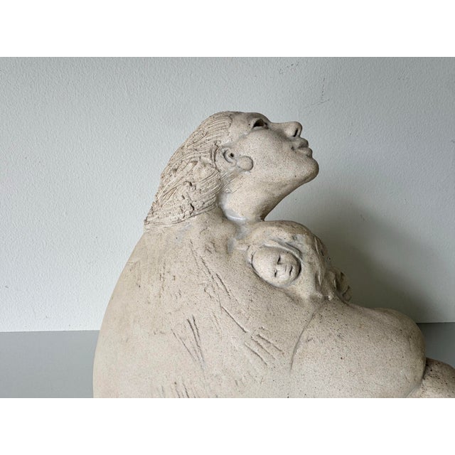 1980s Vintage Native American-Inspired Mother and Child Sculpture For Sale - Image 5 of 12