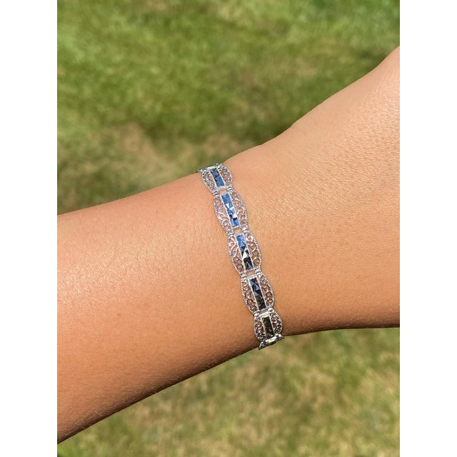 The Youngsville: White Gold Diamond Cut Bracelet For Sale - Image 4 of 4